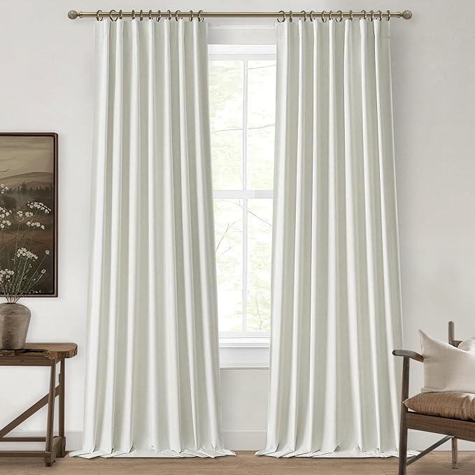 Blackout Curtains 112 Inch Long 2 Panels Burg, Sound Pleated Curtain Noise by QJMYDECO