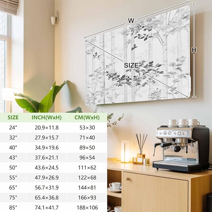 Watercolor Forest Tree Leaf Indoor TV Cover, Elastic TV Screen Protector - Image 4
