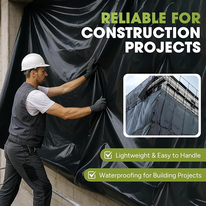 10 Mil Black Plastic Sheeting 5x100 FT – Heavy Duty Polyethylene Plastic Rolls - Image 7