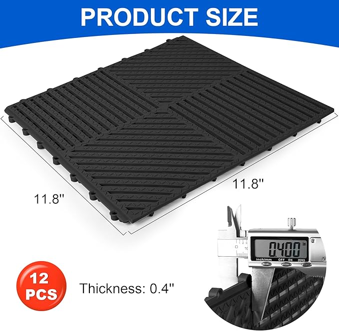MYFAMIREA Modular Interlocking Cushion 12 Pack 11.8" x 11.8" Rubber Floor Tiles - Image 2