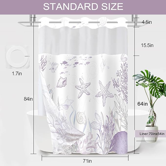 Extra Long No Hook Shower Curtain - Image 7