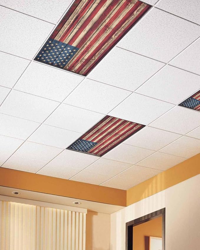 1 Pack Retro American Flag Fluorescent Light Covers Independence Day Stars and - Image 2