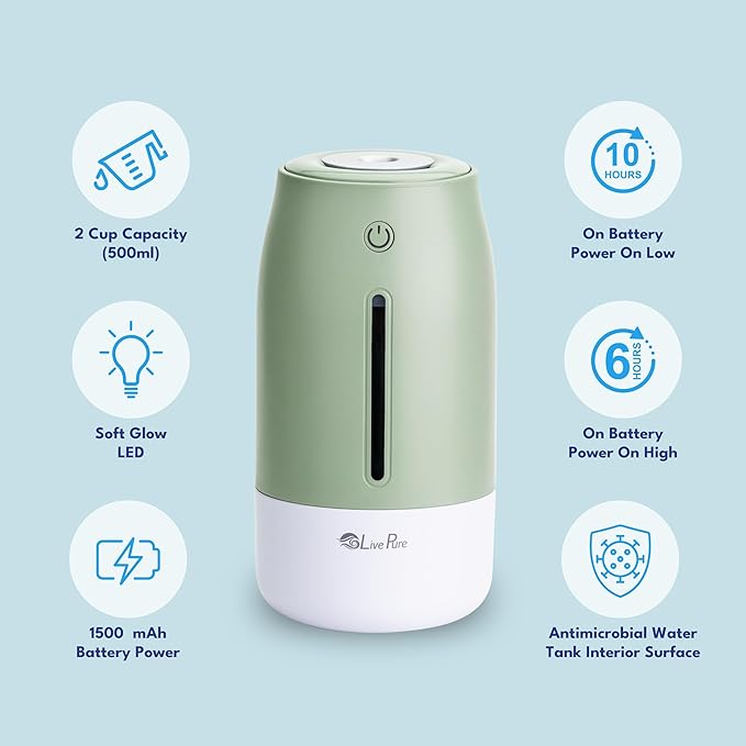 LivePure Cool Mist Humidifiers for Bedroom. Small Humidifier for Babies - Image 4