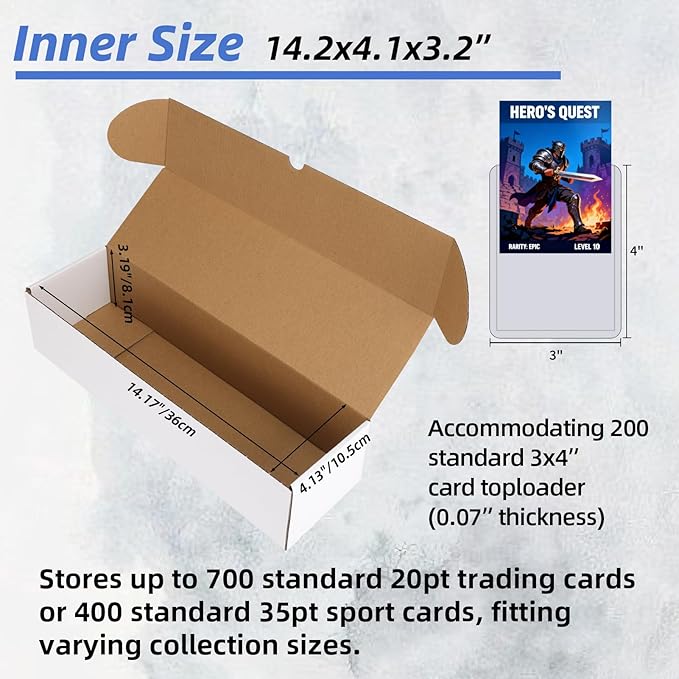 EXYGLO Trading Card Storage Box 25 Pack 700 Count 20pt, 14.2x4.1x3.2 Inch White - Image 3