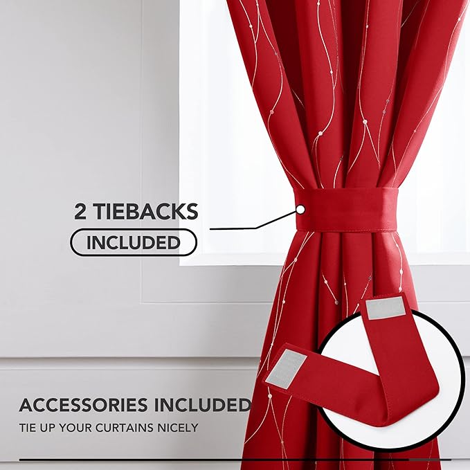 Deconovo Christmas Curtains, Thermal Insulated Noise‑Reduced Drape, Wave Line - Image 4