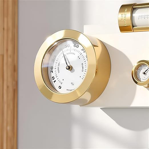 Gold Upgraded Hygrometer Humidity Meter Mini 38mm Round Glass Analog Hygrometer - Image 5
