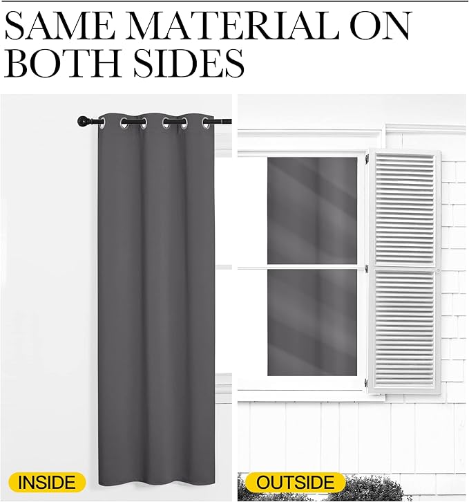 NICETOWN Grey Blackout Curtain 57 inch Long, 55 inches Width, 1 Panel, Thermal - Image 5