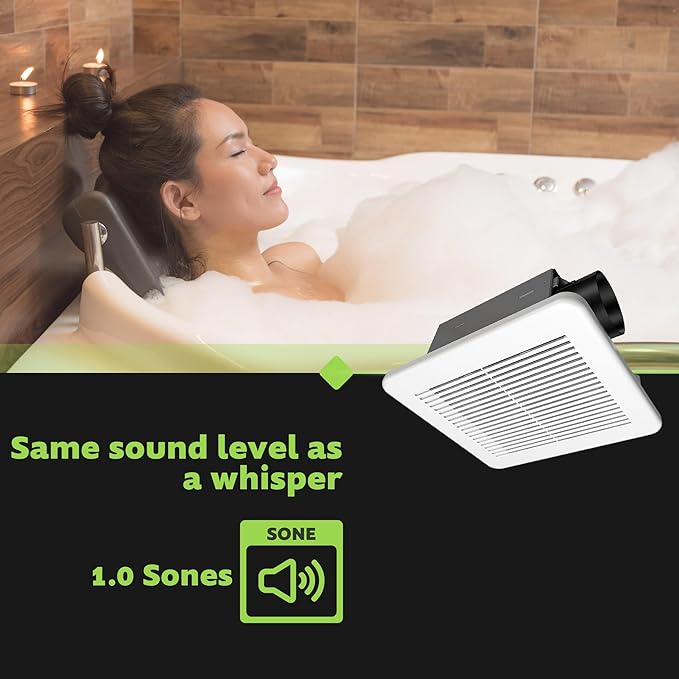Homewerks 7114-02-HW DC Bathroom Fan 50-CFM 1.0 Sone White Ventilation Fan - Image 6