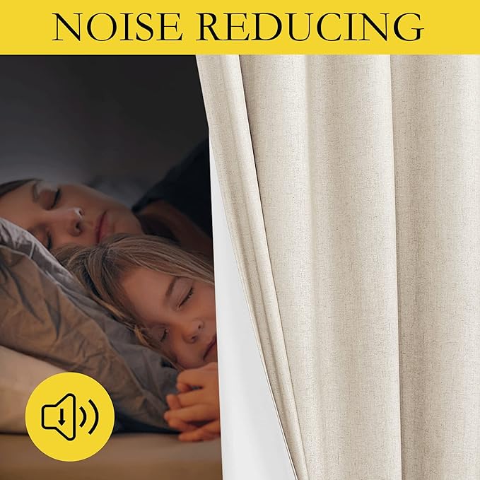 NICETOWN 100% Blackout Room Warming Linen Texture Curtains 84 inches Long - Image 3