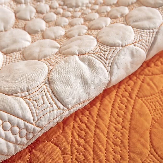 vctops Boho Circle Embroidery Couch Sofa Cover Solid Color Cotton Quilted - Image 5