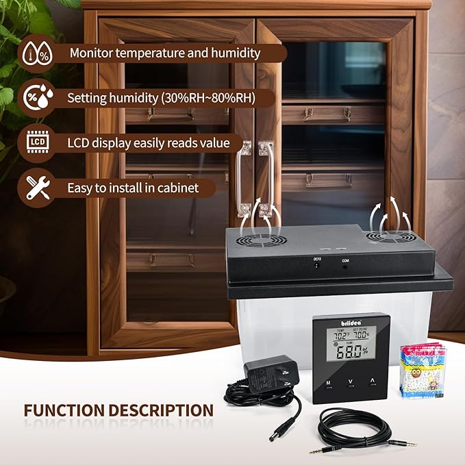 Briidea Electric Humidifiers for Cabinet, 30% RH~80% RH Humidity Setting Values - Image 2