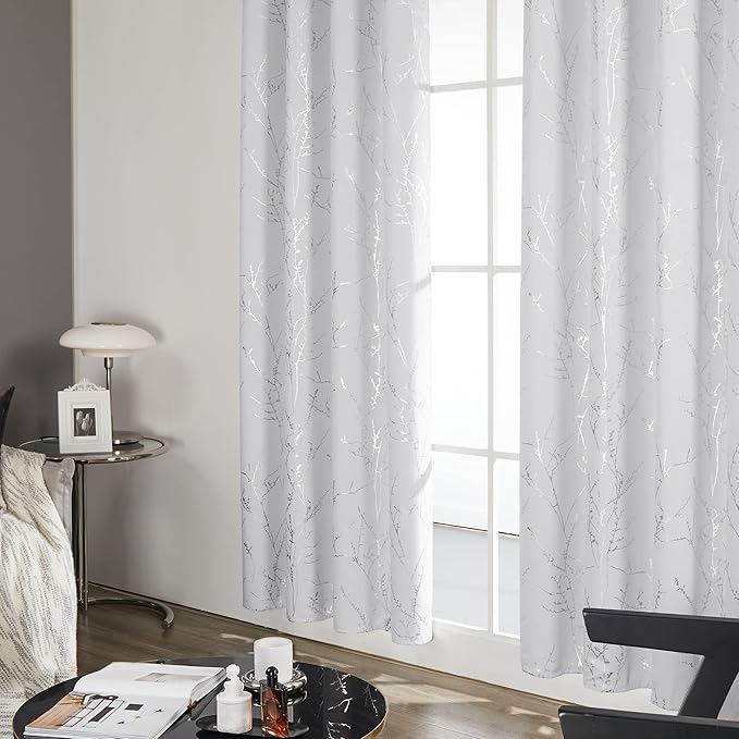 Deconovo Greyish White Curtains, Room Darkening Short Curtain, Thermal - Image 5