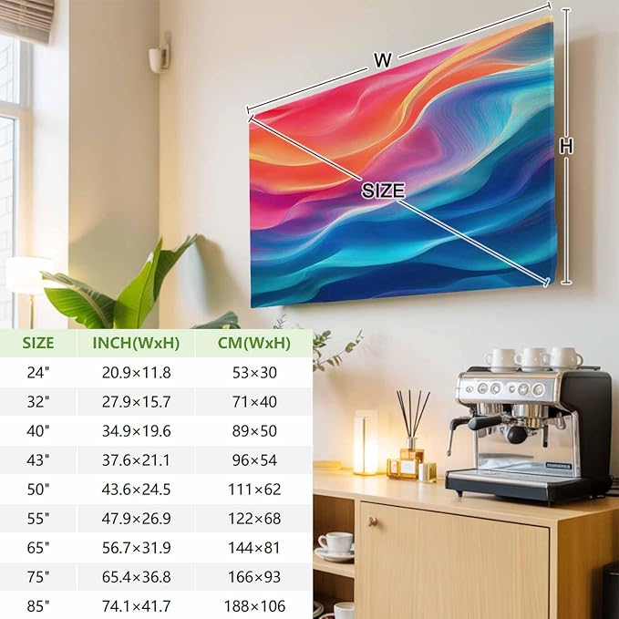 Modern Abstract Water Ripple Ombre Indoor TV Cover, Elastic TV Screen Protector - Image 4