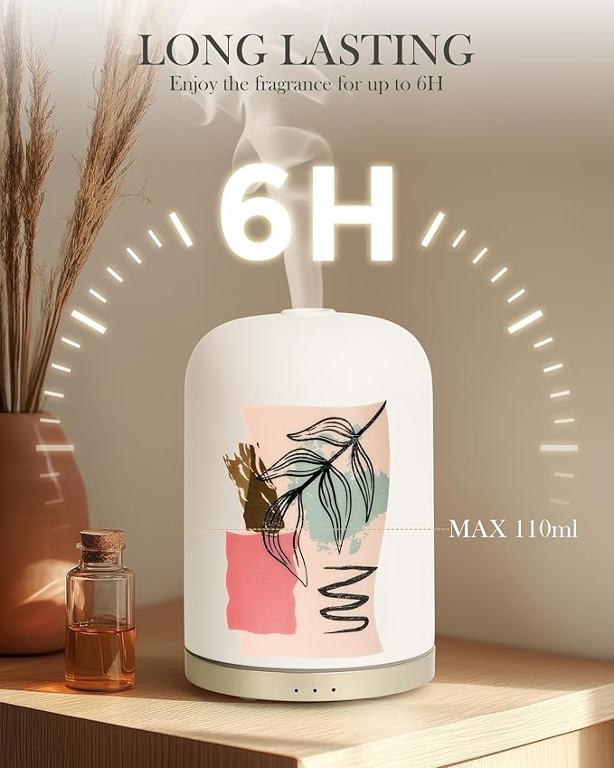 Essential Oil Diffuser with Handmade Ceramic Cover, 110ML Aromatherapy Diffuser - Image 4