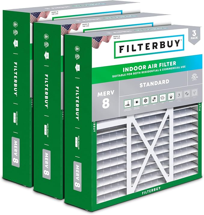 Filterbuy 16x20x5 Air Filter MERV 8 Essential Dust & Allergy Defense, Pleated by Filterbuy