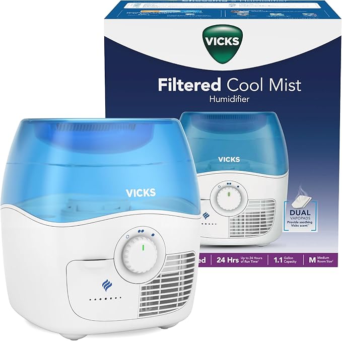 Vicks Filtered Cool Mist Humidifier, Medium Room, 1.1 Gallon Tank by VicksDevices
