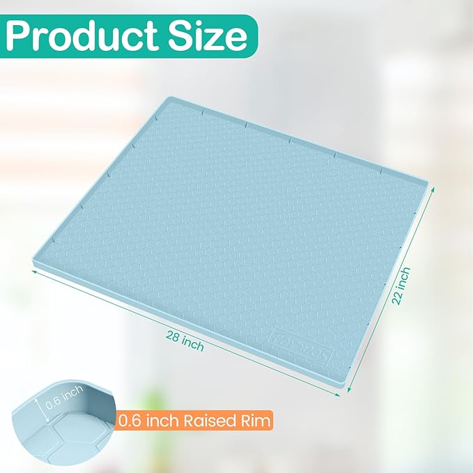 Waterproof Under Sink Mat 28" x 22", Silicone Cabinet Liner, Rubber Protector - Image 2