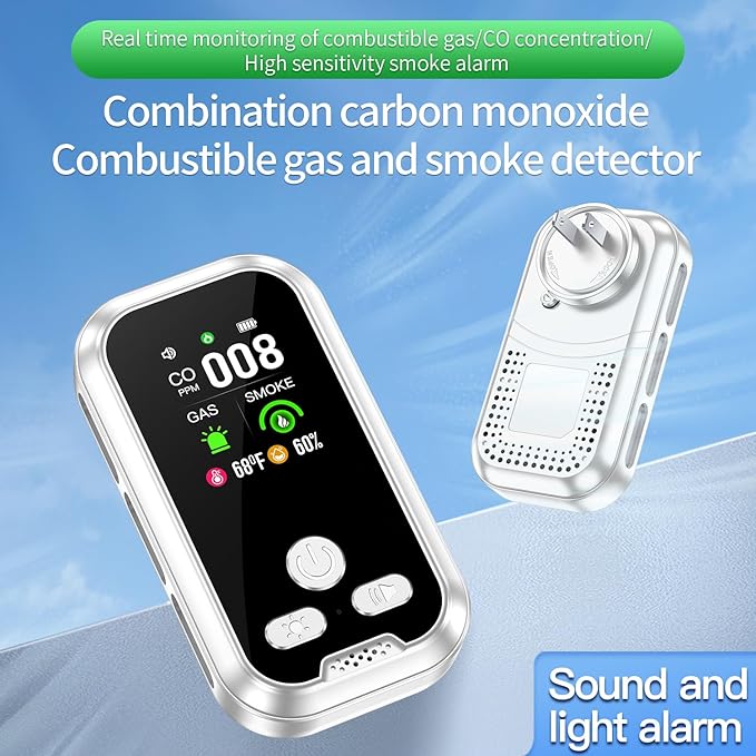 2Pack 5IN1 Plug in Smoke & Carbon Monoxide Detector & Combustible Natural Gas - Image 5