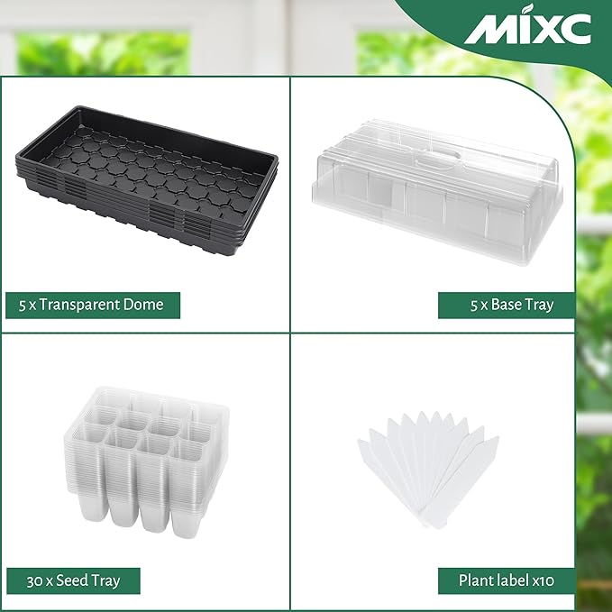 MIXC 5 Pack 1020 Seed Starter Trays - Image 2