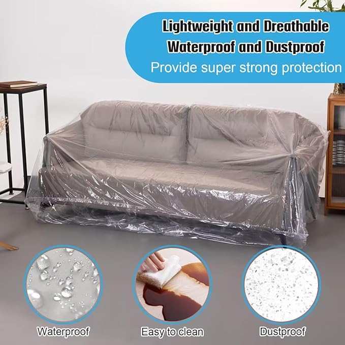 Plastic Couch Sofa Cover, Couch Cover, Waterproof Furniture Covers Protector - Image 4