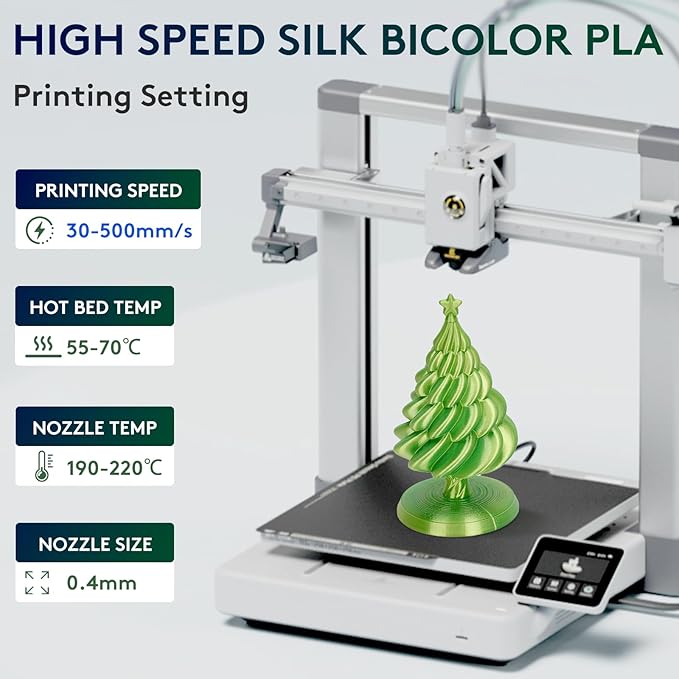 ERYONE Silk Dual Color PLA Filament 3D Printer 1.75mm +/- 0.03mm, Bicolor Two - Image 2