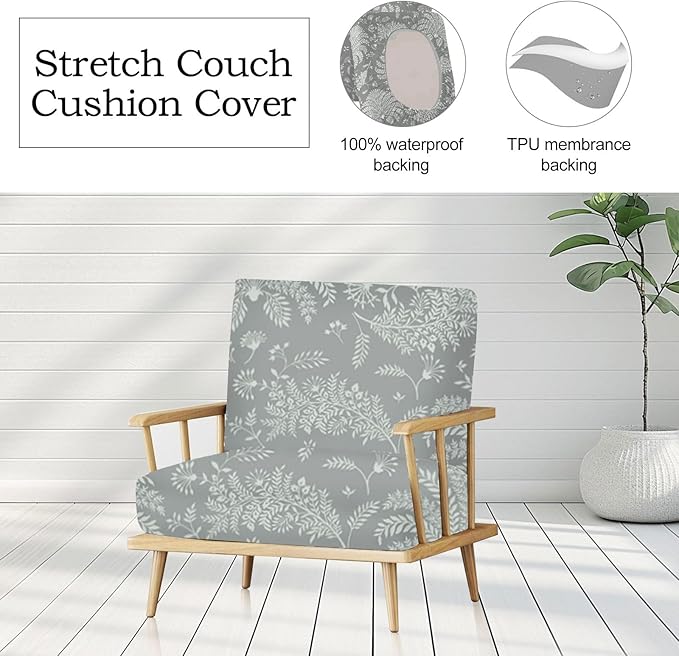 Ourdoor Cushion Covers Waterproof Set of 12 Floral Printed Stretch Patio Chair - Image 4