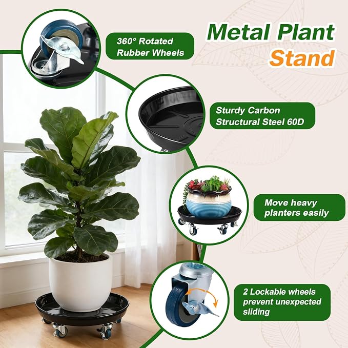 Planterhoma 3 Packs 20" Metal Plant Caddy - Image 2