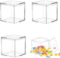 Acrylic box with Lid 4 Pack Small Clear Acrylic Square Cube Plastic Storage Box by LOVPLAY