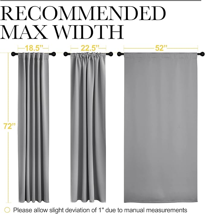 NICETOWN Bedroom Blackout Draperies and Window Treatment- 52 Width X 72 Length - Image 7