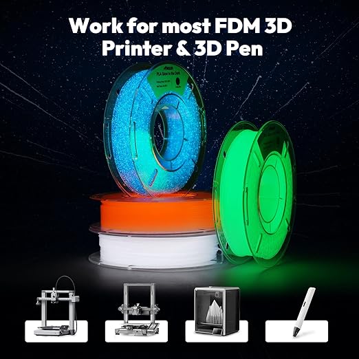 AMOLEN Glow in The Dark 3D Printer PLA Filament Christmas Bundle, Glow Filament - Image 6