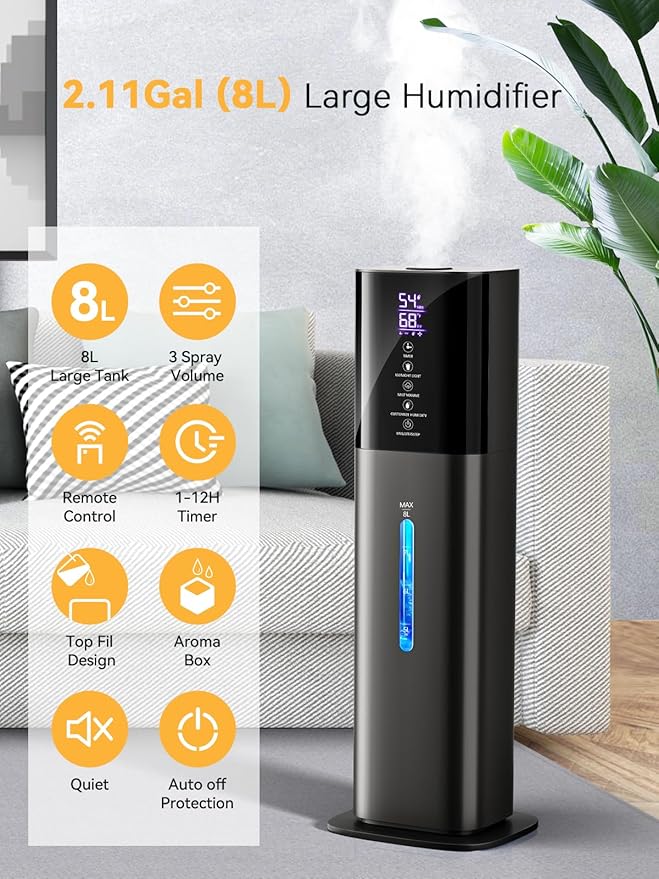 Humidifiers for Bedroom, 8L Quiet Humidifiers for Large Room - Image 2