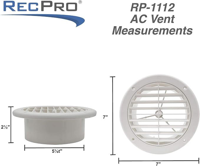 RecPro RV AC Vent 5" Side Vent | Optional Charcoal Filter | White | Camper AC - Image 3