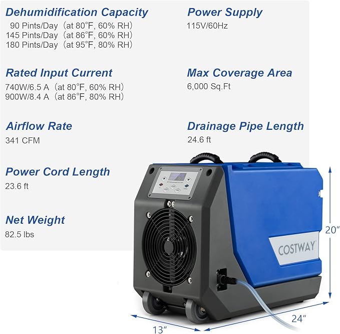 COSTWAY 180 PPD Crawl Space Dehumidifier - Image 6
