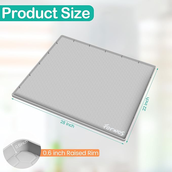 Waterproof Under Sink Mat 28" x 22", Silicone Cabinet Liner, Rubber Protector - Image 2