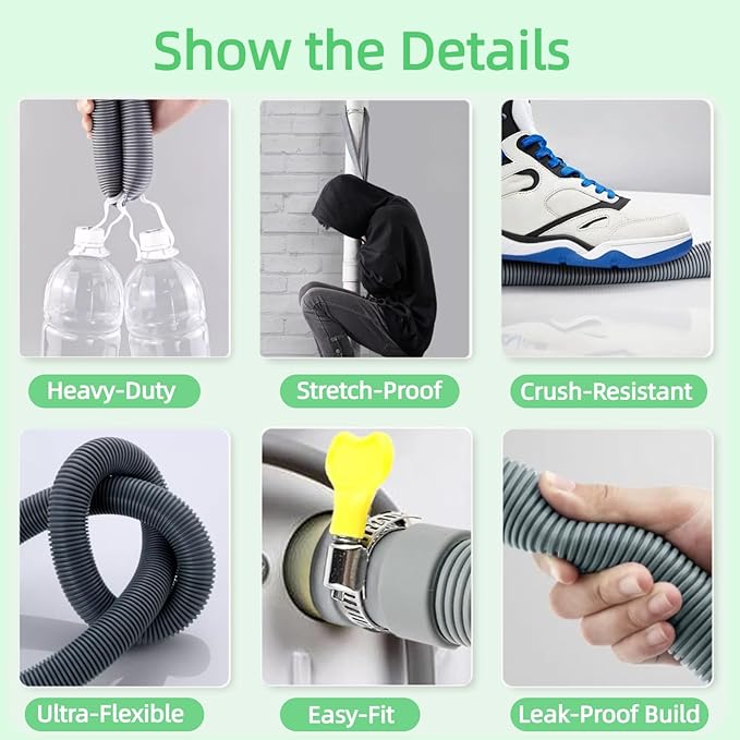 16-FT Universal Washing Machine Drain Hose Kit – Extra-Long Flexible Corrugated - Image 3