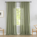 DONREN Sage Green Linen Back Tab Curtains 108 Inches Long Ceiling to Floor by DONREN