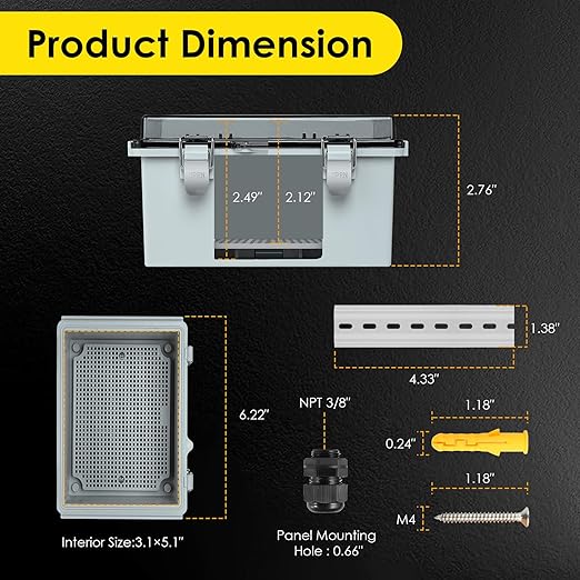 Waterproof Electrical Junction Box, IP67 Plastic Weatherproof Electrical - Image 3