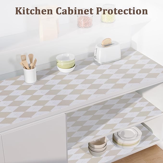 Beige Shelf Liner for Kitchen Cabinets 12" x 120" Non-Adhesive Non-Slip Drawer - Image 5