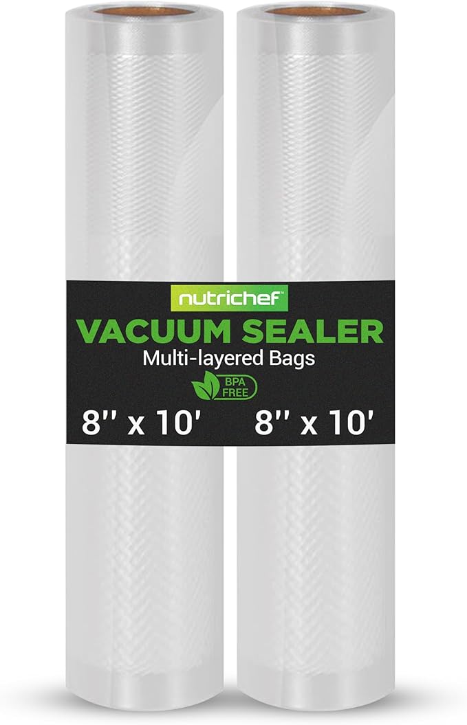 NutriChef Vacuum Sealer Bags 8x10 Rolls 2 Pack by NutriChef%E2%84%A2Kitchen