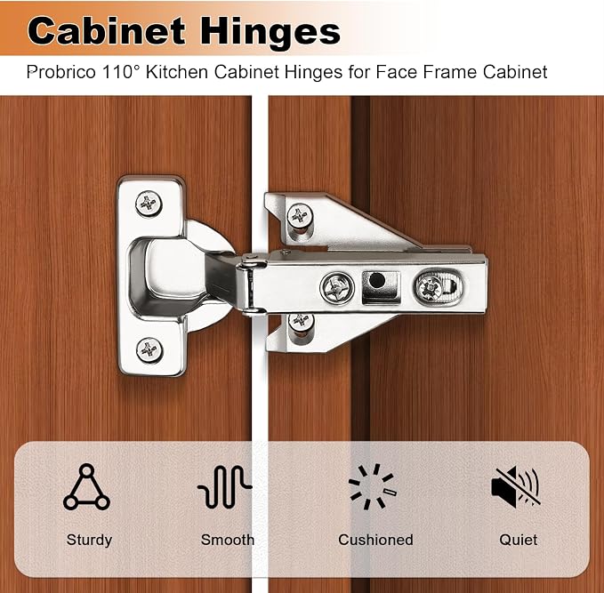 Probrico Full Overlay Soft Opening Face Frame Mounting Concealed Hinges - Image 2
