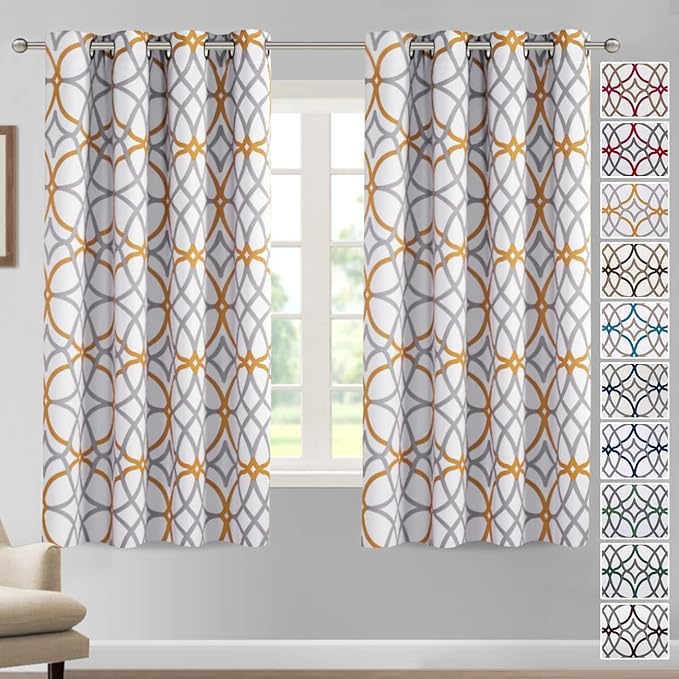 H.VERSAILTEX Blackout Curtains Printed Design 63 Inch Length 2 Panels Set by HVERSAILTEX