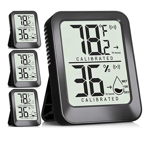 Antonki 4 Pack Mini Room Thermometer Hygrometer Indoor Temperaure and Humidity by Antonki