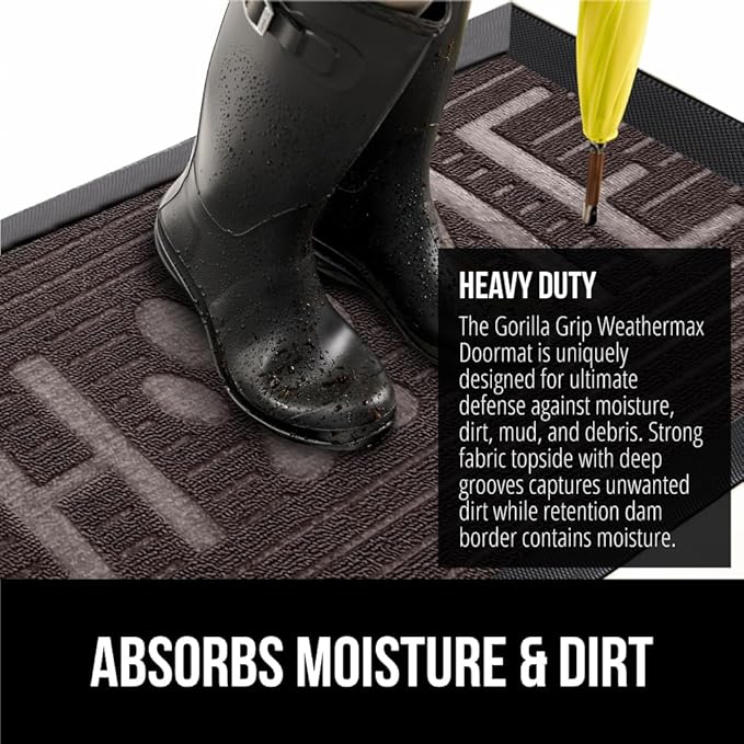 GORILLA GRIP 100% Waterproof All-Season WeatherMax Doormat 35x23, US Designed - Image 4