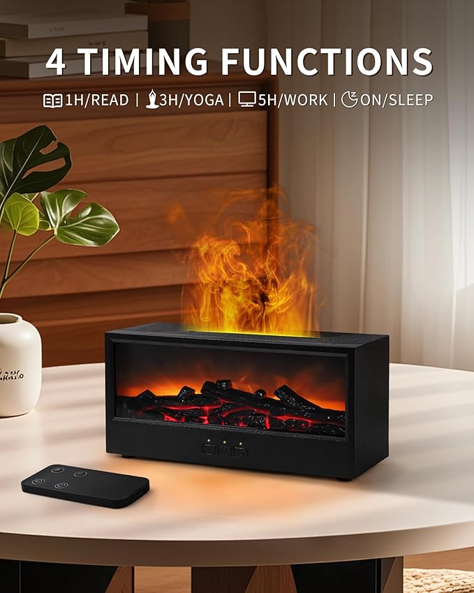 Essential Oil Diffuser, 7-Color Fireplace Flame Aromatherapy Humidifier - Image 3