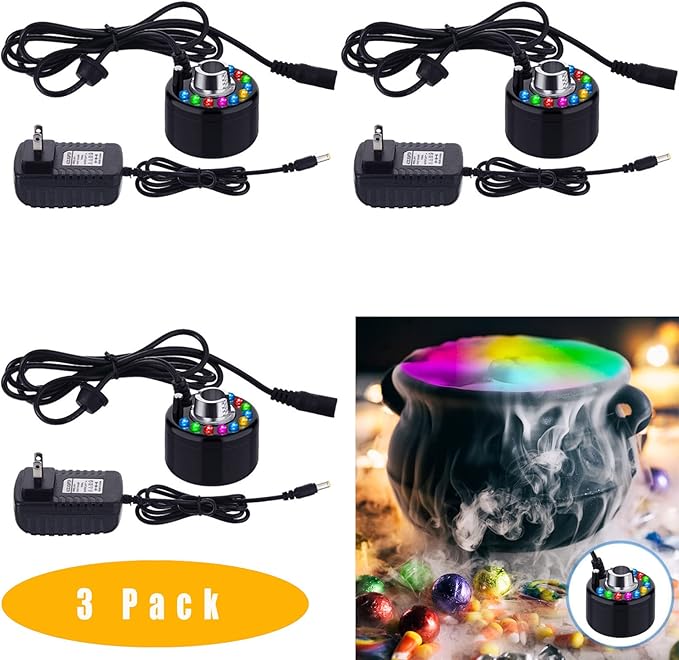 Yaomiao 3 Pcs Halloween Mist Maker Fogger Small Ultrasonic Fog Machine Fountain - Image 2