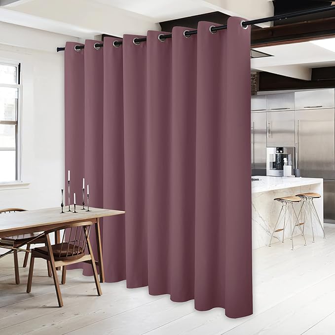 NICETOWN Lower Noise Room Divider Curtain Screen Partitions, Dry Rose, 1 Panel - Image 2