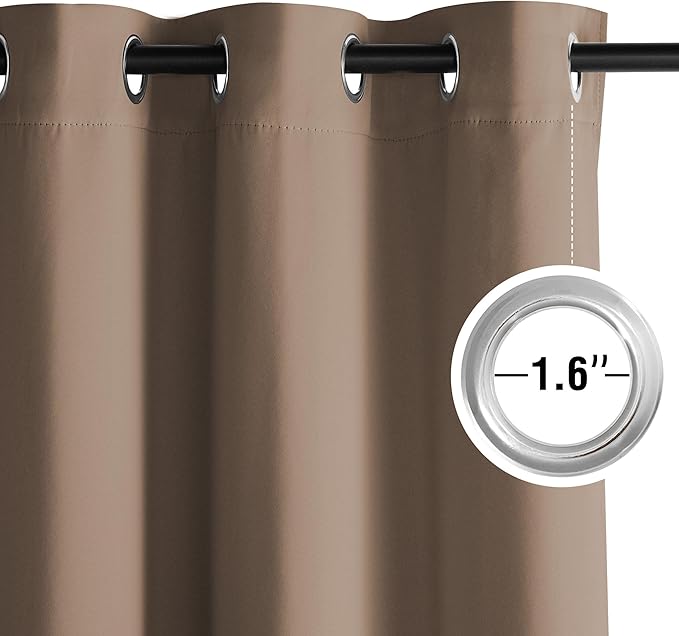 NICETOWN Room Darkening Draperies Curtains Panels, 2 Panels Cappuccino W52 x L63 - Image 3