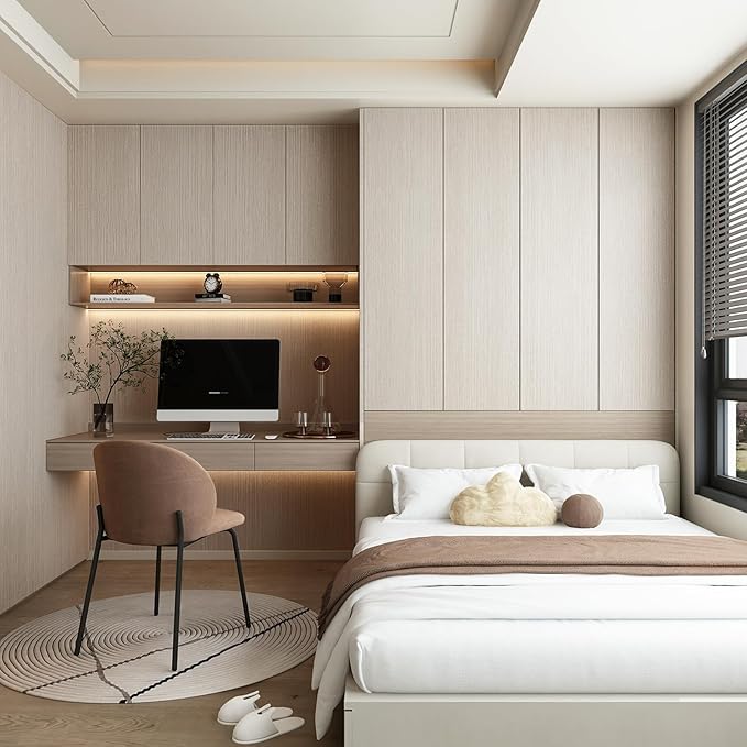 31"x354" Beige Wood Wallpaper Peel and Stick Modern Faux Wood Contact Paper - Image 4