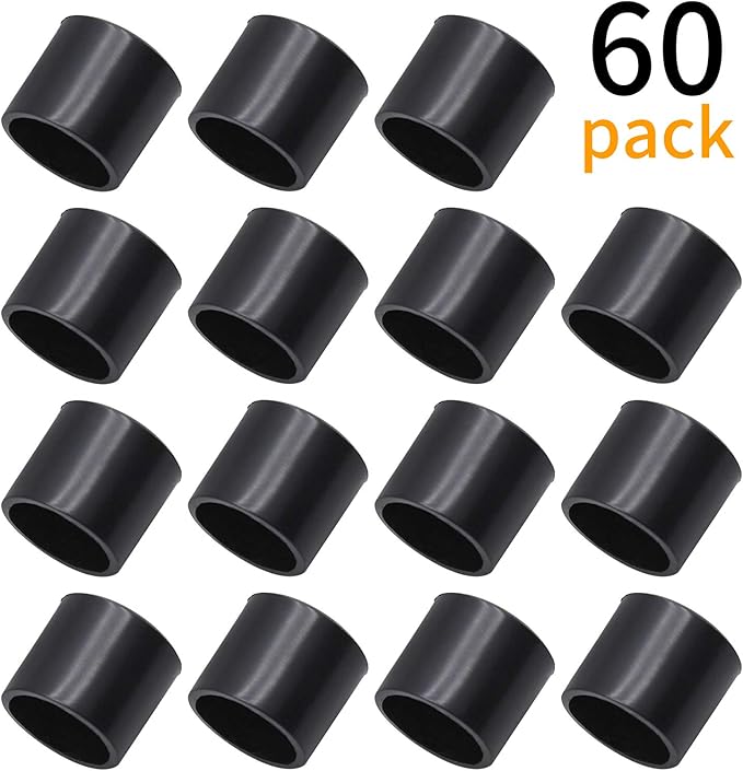 60Pcs Round Rubber End Caps 1/2" ID Vinyl Flexible Bolt Chair Foot Covers Screw - Image 5