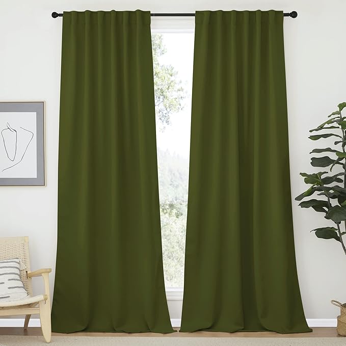NICETOWN Living Room Blackout Christmas Curtains and Draperies, Olive Green by NICETOWN